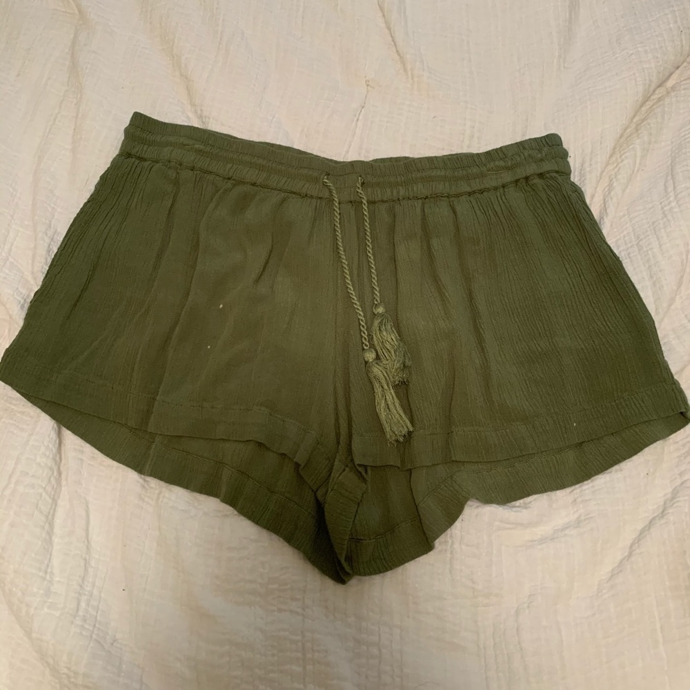 Army Green Drawstring Shorts
